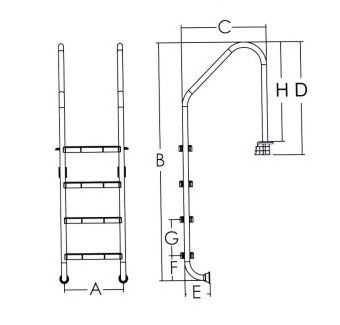 Thang bơi thép không gỉ 1.0mm