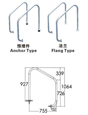 Thang bơi bằng thép không gỉ được đánh bóng CE ISO 1.0mm