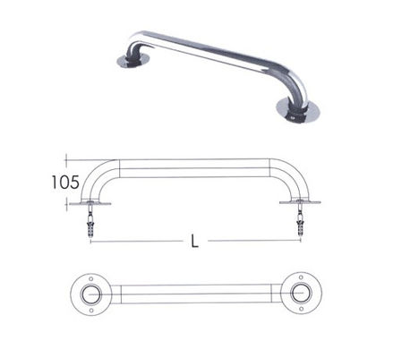SS304 Tường thẳng 1.0mm Bể bơi Grab Rail