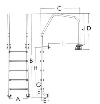 An toàn 2 bước Thang thép không gỉ 1.2mm
