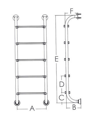 4 bậc thang thép không gỉ 1.0mm