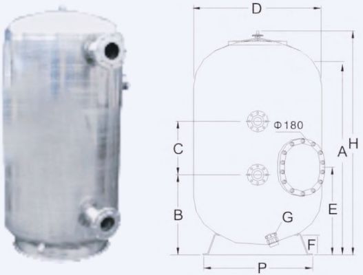 Bộ lọc cát bể bơi thương mại 15m3 / H 800mm