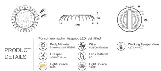 Đèn LED chống nước dưới nước 24 Volt 225mm 12W