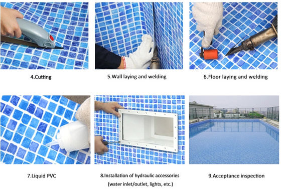 Hình chữ nhật không thấm nước 1.2mm Pvc hồ bơi lót