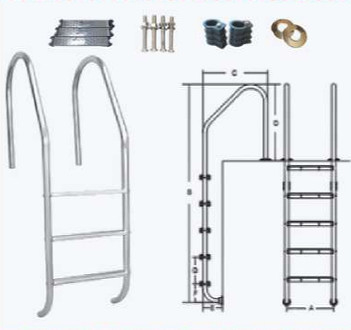 SL215 Thang hồ bơi bằng thép không gỉ